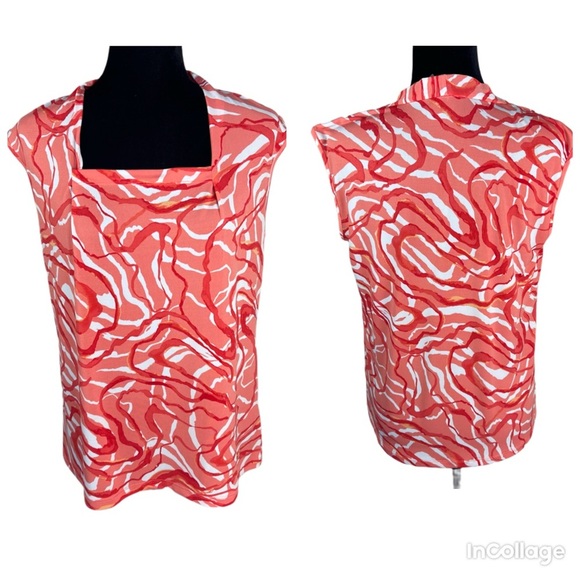 3/30$🔥 Anne Klein Women's Blouse Orange Size L watercolor Printed Jersey Tank - Picture 1 of 12